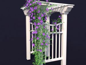 garden arch 01 with clematis 3D Model