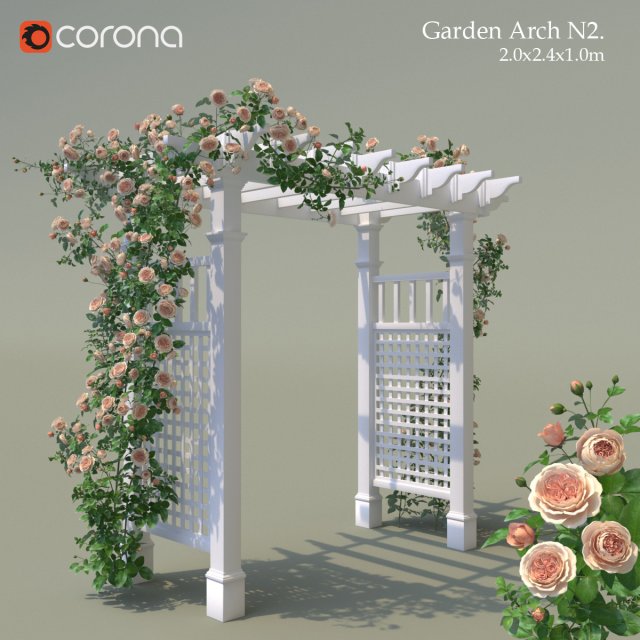 garden arch 02 climbing peony rose 3D 模型 .c4d .max .obj .3ds .fbx .stl .blend 