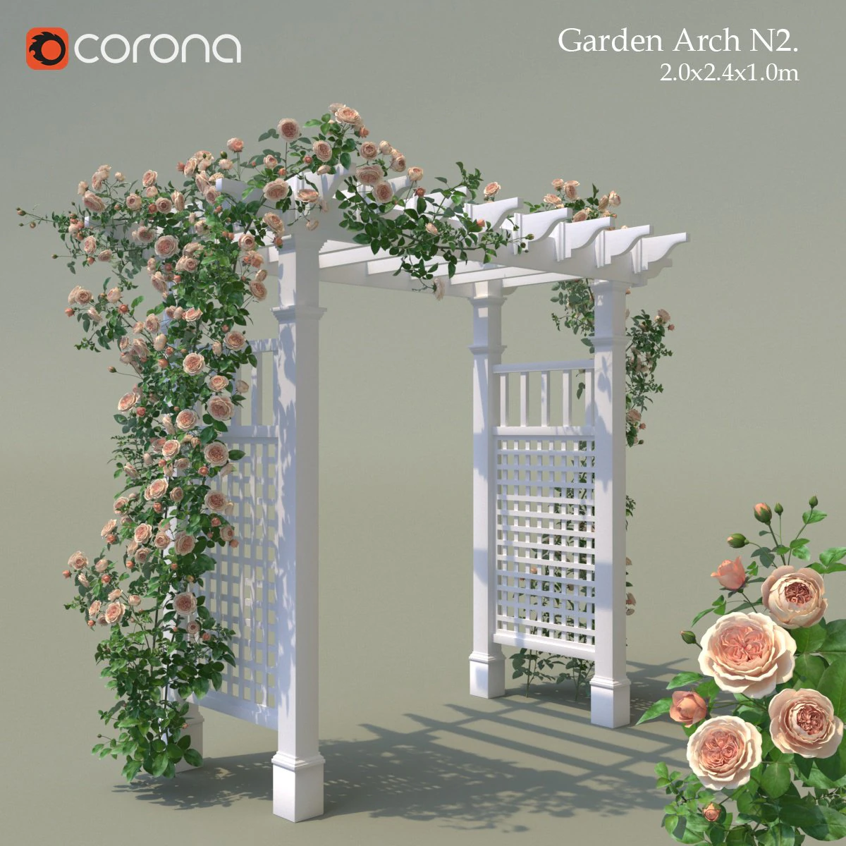 garden arch 02 climbing peony rose 3D Model .c4d .max .obj .3ds .fbx .stl .blend 