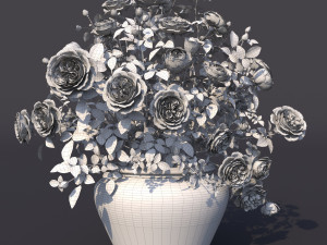 rose bush in the pot 1 3Dモデル