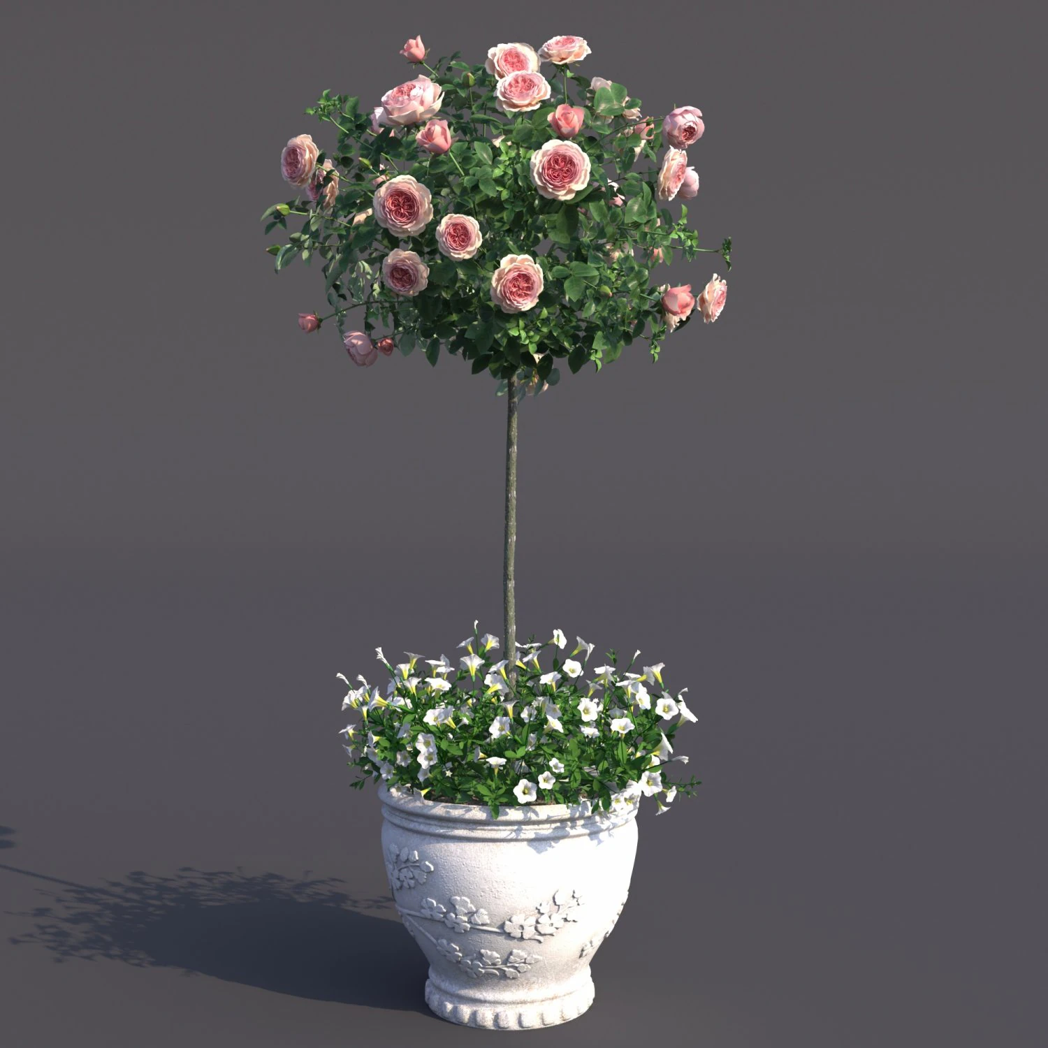 rose bush in the pot 2 3D Model .c4d .max .obj .3ds .fbx .stl .blend 
