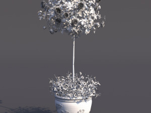rose bush in the pot 2 Model 3D