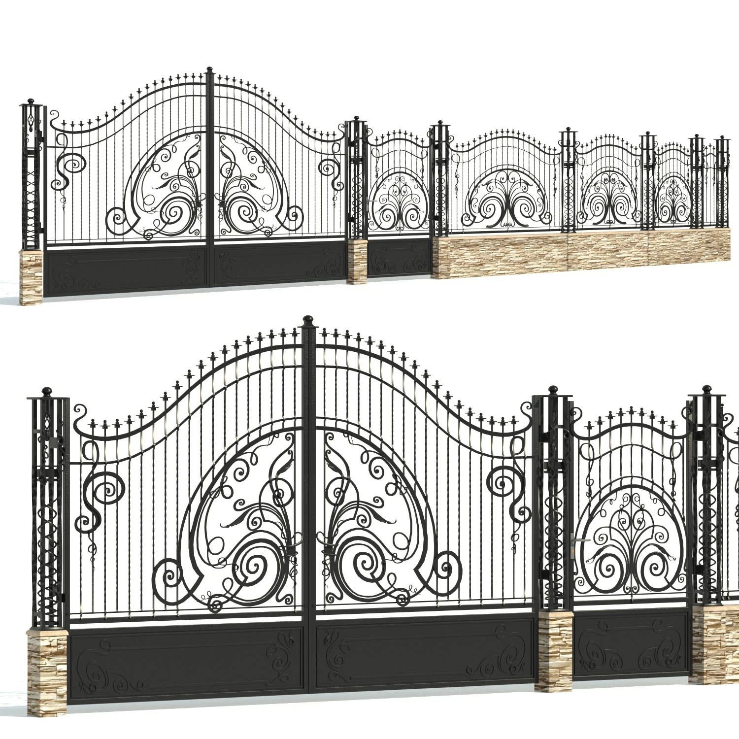 forged fence 01 3D Model .c4d .max .obj .3ds .fbx .stl .blend