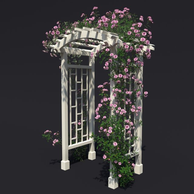 garden arch n2 with roses Modelo 3D .c4d .max .obj .3ds .fbx .stl .blend 