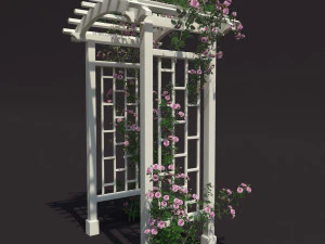 garden arch n2 with roses 3D Model