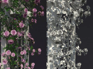 garden arch n2 with roses 3D Model
