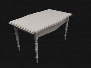 white wooden table 3D Model