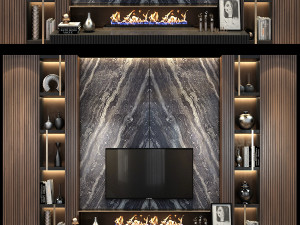 tv wall set 01 3D 모델