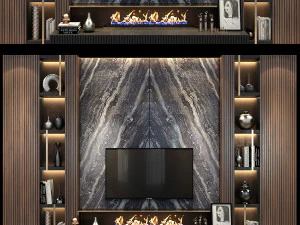TV 벽 세트 01 3D 모델