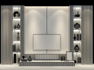 tv wall set 01 3D Model