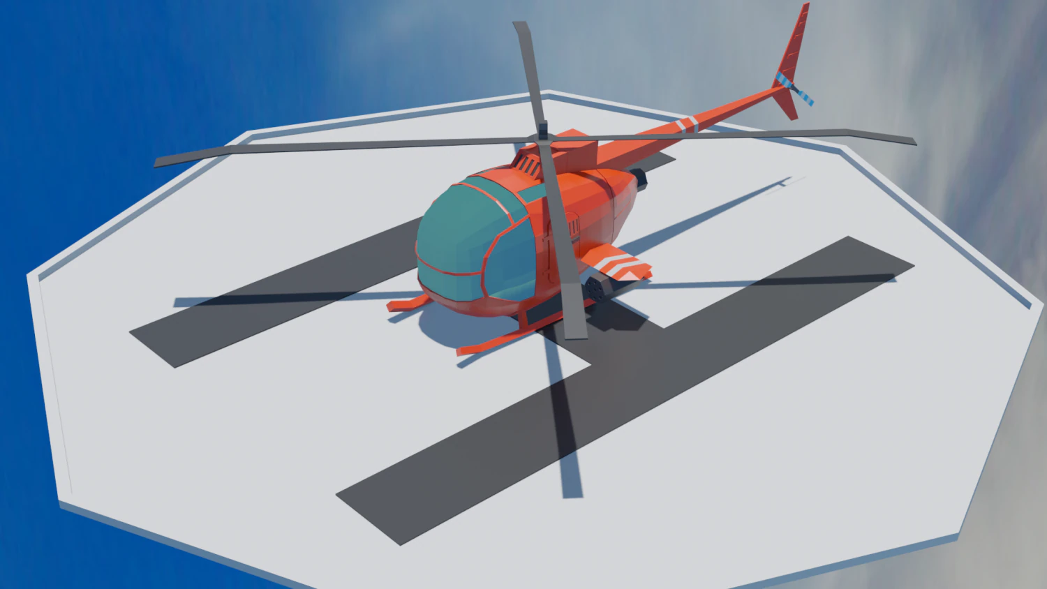 low poly helicopter 3D Model .c4d .max .obj .3ds .fbx .stl .blend