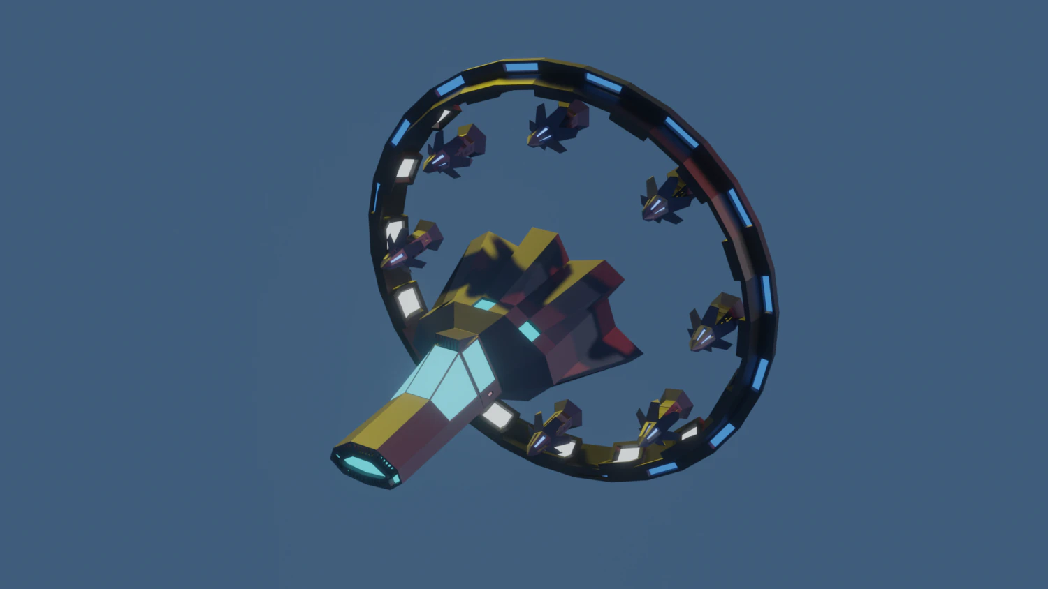 lowpoly starship 3D Model .c4d .max .obj .3ds .fbx .stl .blend 