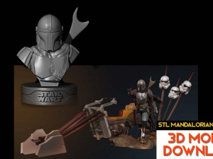 stl mandalorian - mando from star wars saga mandalorian 3D प्रिंट मॉडल