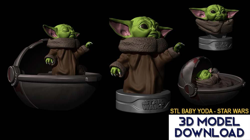 baby yoda stl files star wars fanart 3d print 3D Print Model .c4d .max .obj .3ds .fbx .stl .blend 