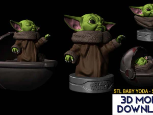 baby yoda stl files star wars fanart 3d print 3D Print Model