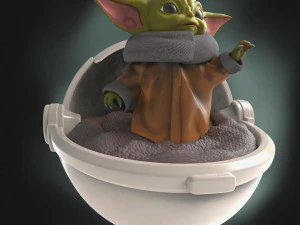 baby yoda stl files star wars fanart 3d print 3D Print Model