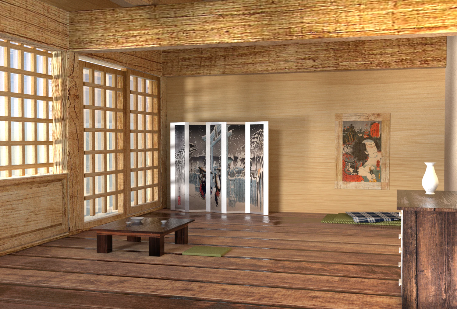 日本室内装饰 3D 模型 .c4d .max .obj .3ds .fbx .stl .blend 