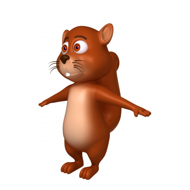 squirrel cartoon Model 3D .c4d .max .obj .3ds .fbx .stl .blend 