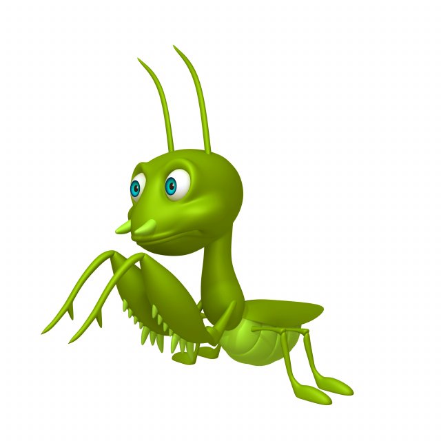 praying mantis cartoon 3D Model .c4d .max .obj .3ds .fbx .stl .blend 