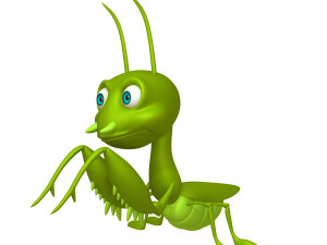 praying mantis cartoon 3D Model