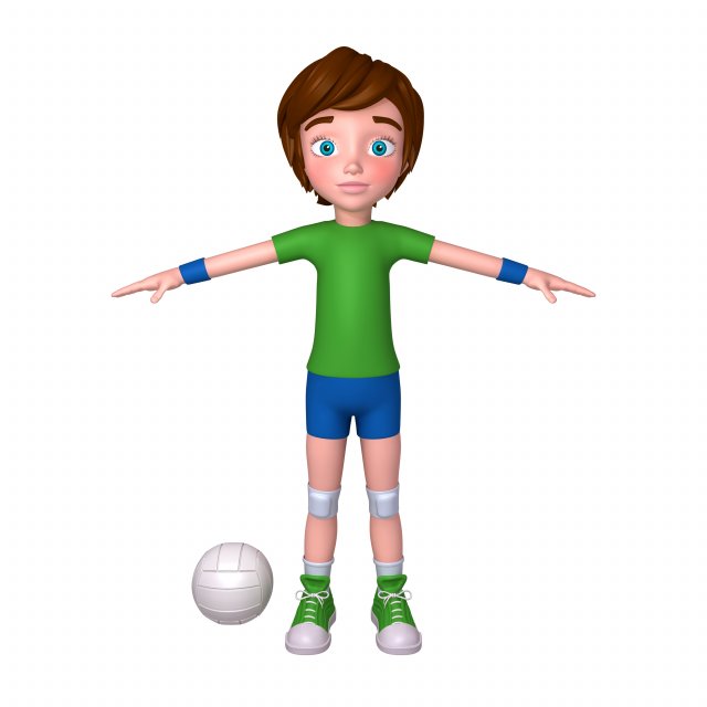 volleyball player cartoon Modèle 3D .c4d .max .obj .3ds .fbx .stl .blend 