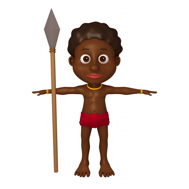 tribal warrior cartoon Model 3D .c4d .max .obj .3ds .fbx .stl .blend 