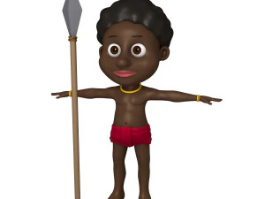 tribal warrior cartoon 3D Model