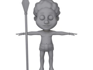 tribal warrior cartoon 3D Model