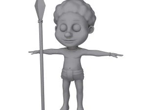 tribal warrior cartoon 3D Model