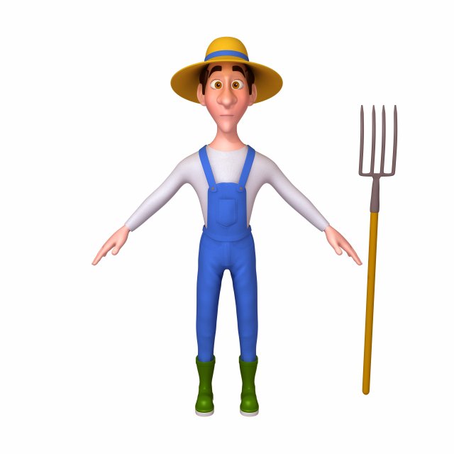 farmer cartoon 3D Modell .c4d .max .obj .3ds .fbx .stl .blend 