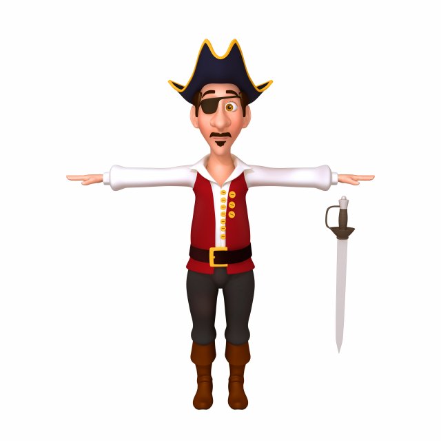 pirate cartoon 3D Model .c4d .max .obj .3ds .fbx .stl .blend 