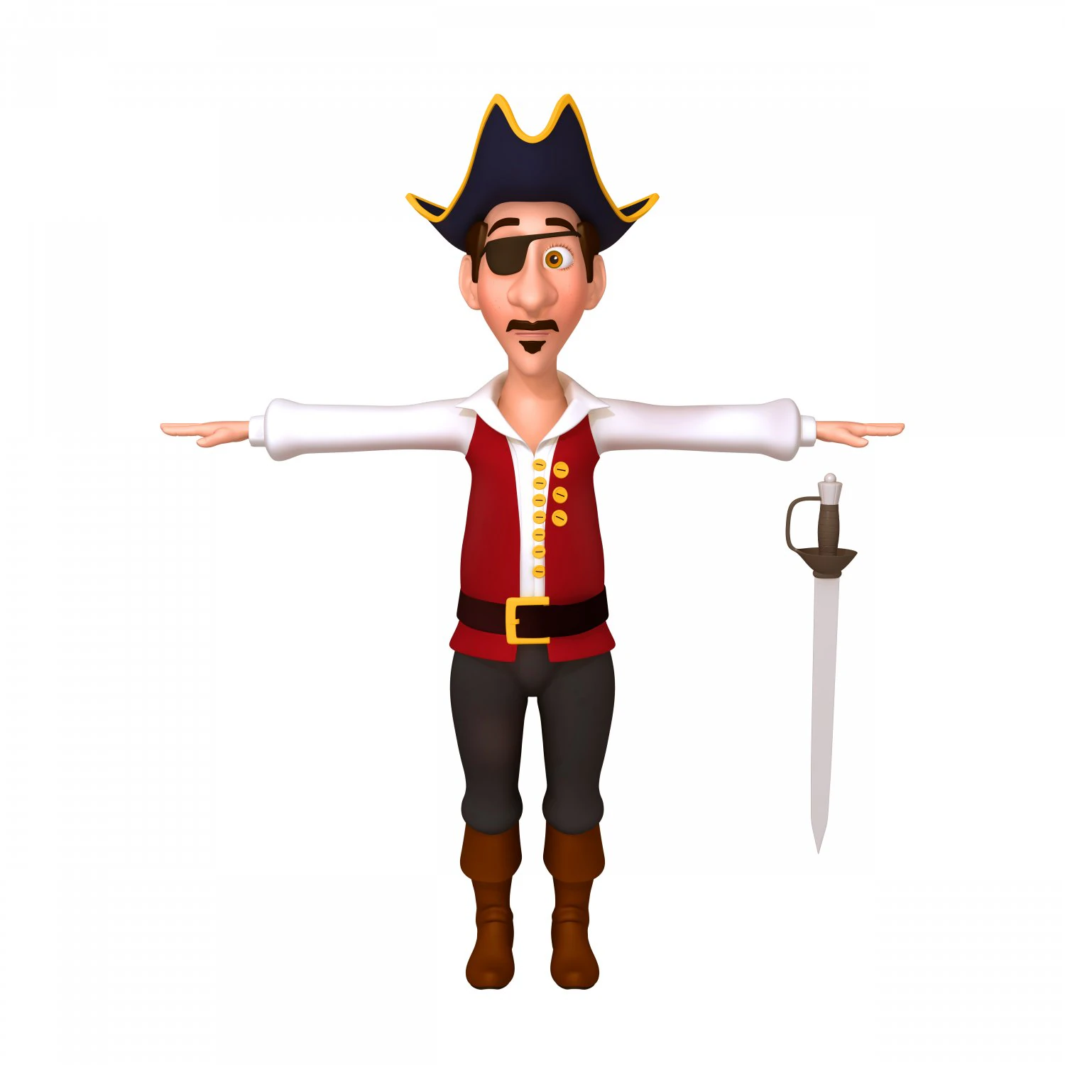 pirate cartoon 3D Model .c4d .max .obj .3ds .fbx .stl .blend