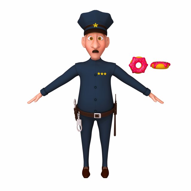 policeman cartoon 3D Model .c4d .max .obj .3ds .fbx .stl .blend 