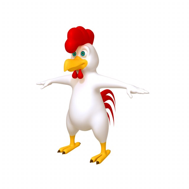 rooster cartoon Modelo 3D .c4d .max .obj .3ds .fbx .stl .blend 