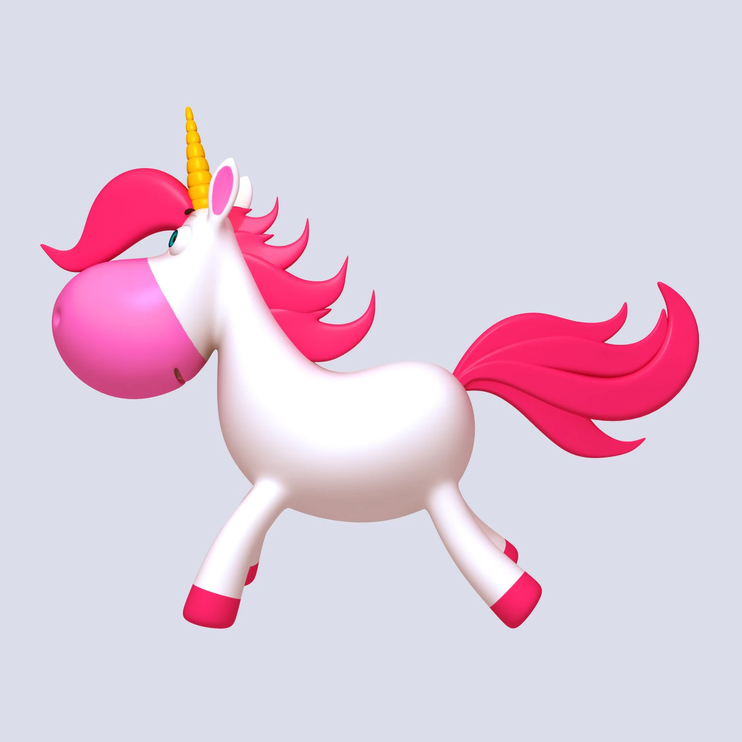 unicorn cartoon 3D Model .c4d .max .obj .3ds .fbx .stl .blend
