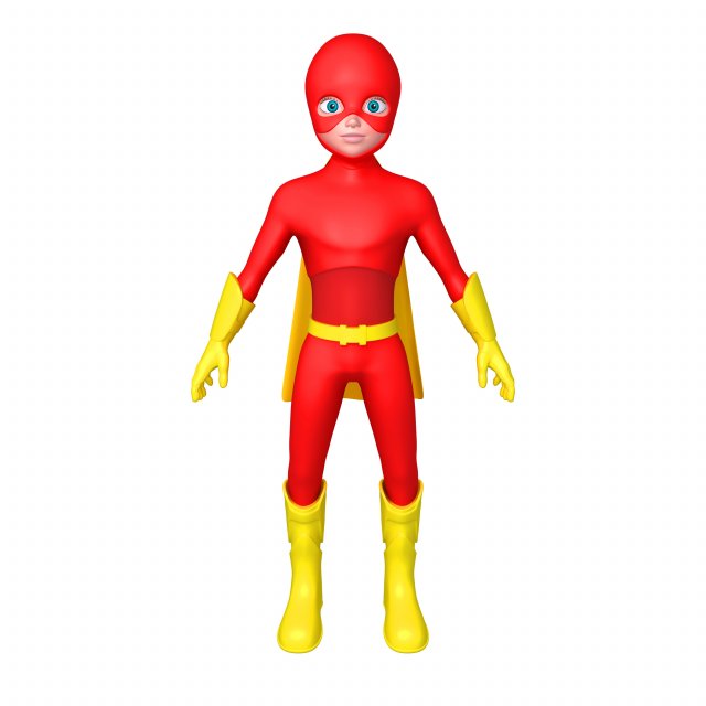superhero cartoon Modelo 3D .c4d .max .obj .3ds .fbx .stl .blend 