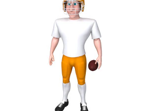 american football player cartoon 3D Model