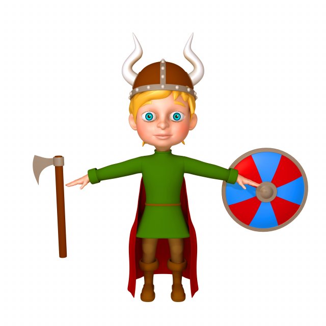 viking boy cartoon 3D 모델 .c4d .max .obj .3ds .fbx .stl .blend 