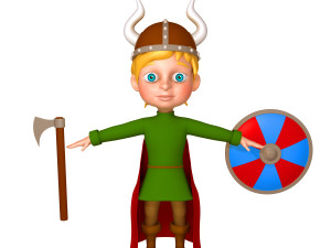 viking boy cartoon 3D Model