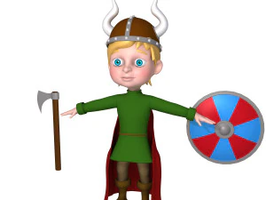 viking boy cartoon 3D Model
