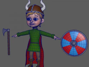 viking boy cartoon 3D Model