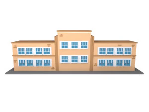 Schulgeb&auml;ude-Cartoon 3D Modell