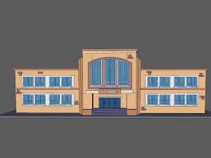 Schulgeb&auml;ude-Cartoon 3D Modell