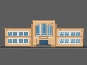 Schulgeb&auml;ude-Cartoon 3D Modell