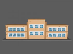 Schulgeb&auml;ude-Cartoon 3D Modell