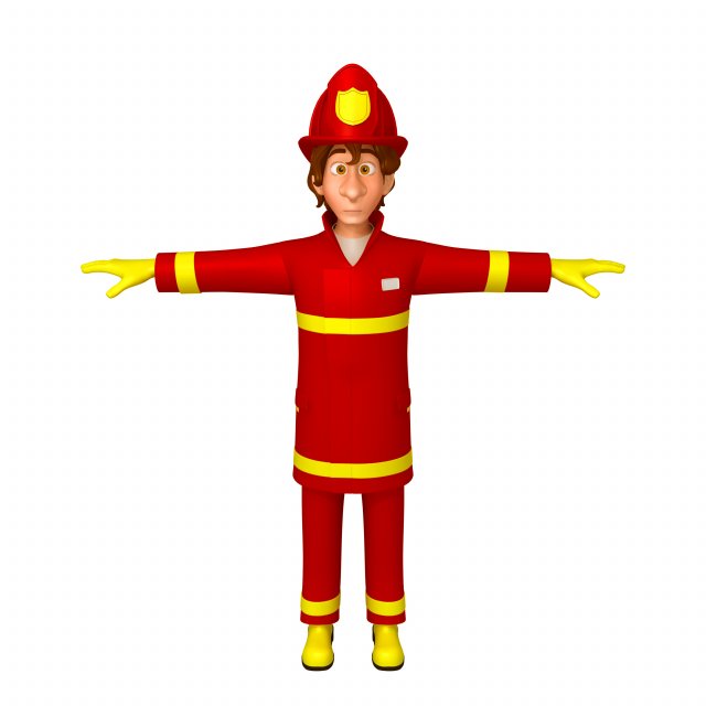 fireman cartoon 3D 模型 .c4d .max .obj .3ds .fbx .stl .blend 