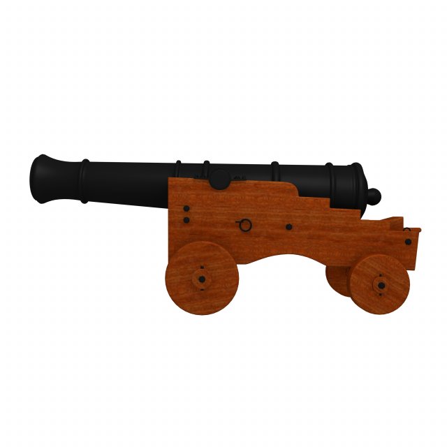 naval cannon 3D Model .c4d .max .obj .3ds .fbx .stl .blend 