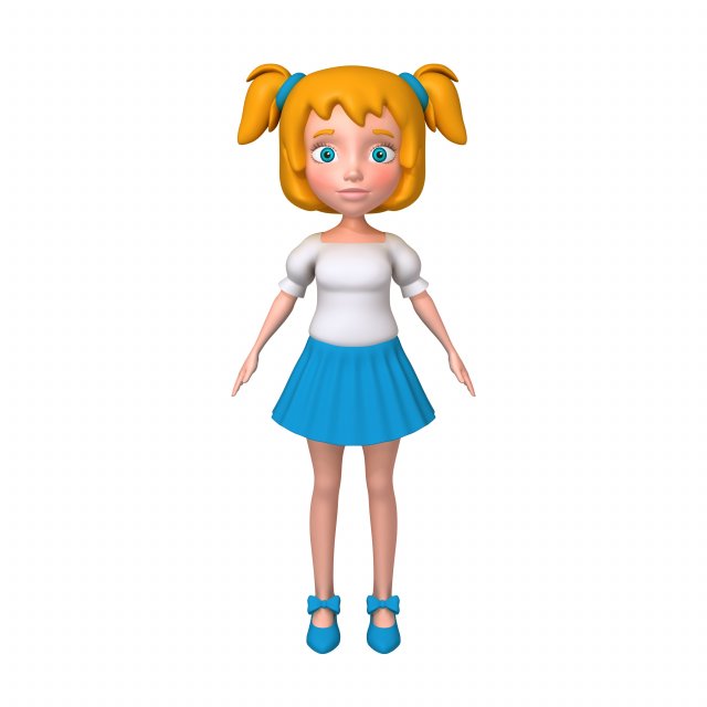 girl cartoon 3D Модель .c4d .max .obj .3ds .fbx .stl .blend 
