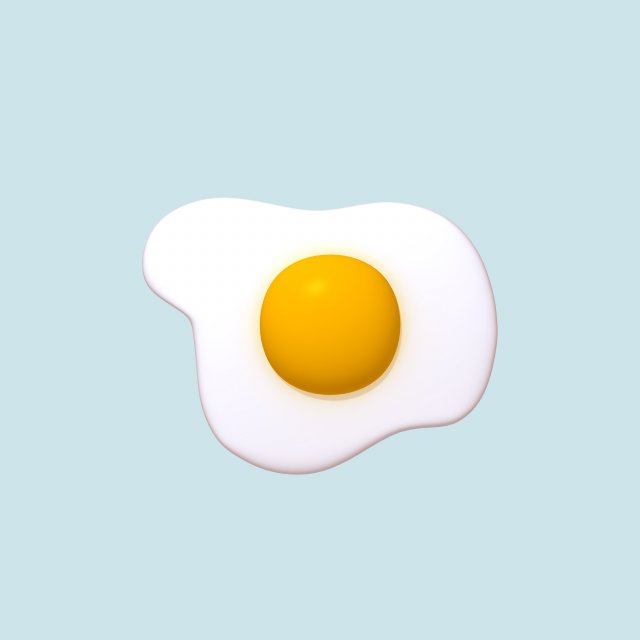 fried egg cartoon Modelo 3D .c4d .max .obj .3ds .fbx .stl .blend 