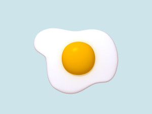 fried egg cartoon 3D Model